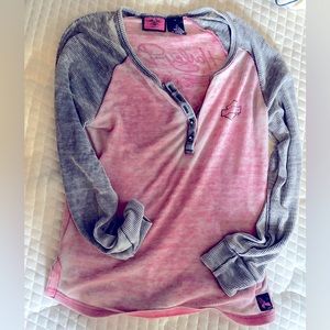 Pink breast cancer Harley Davidson thermal shirt